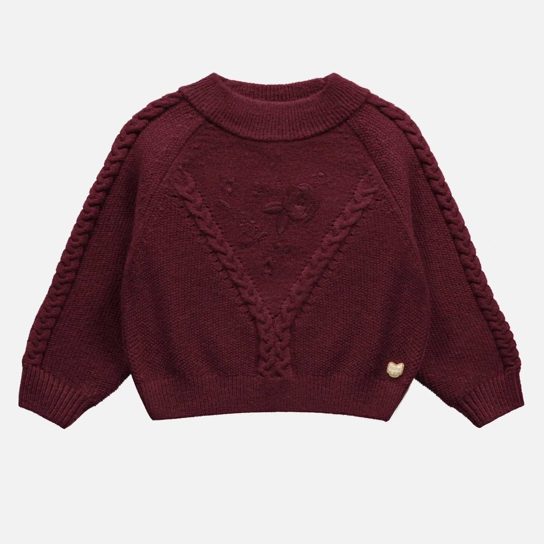 LS Sweater W/ Embroideries and Braided Pattern - Wren Harper