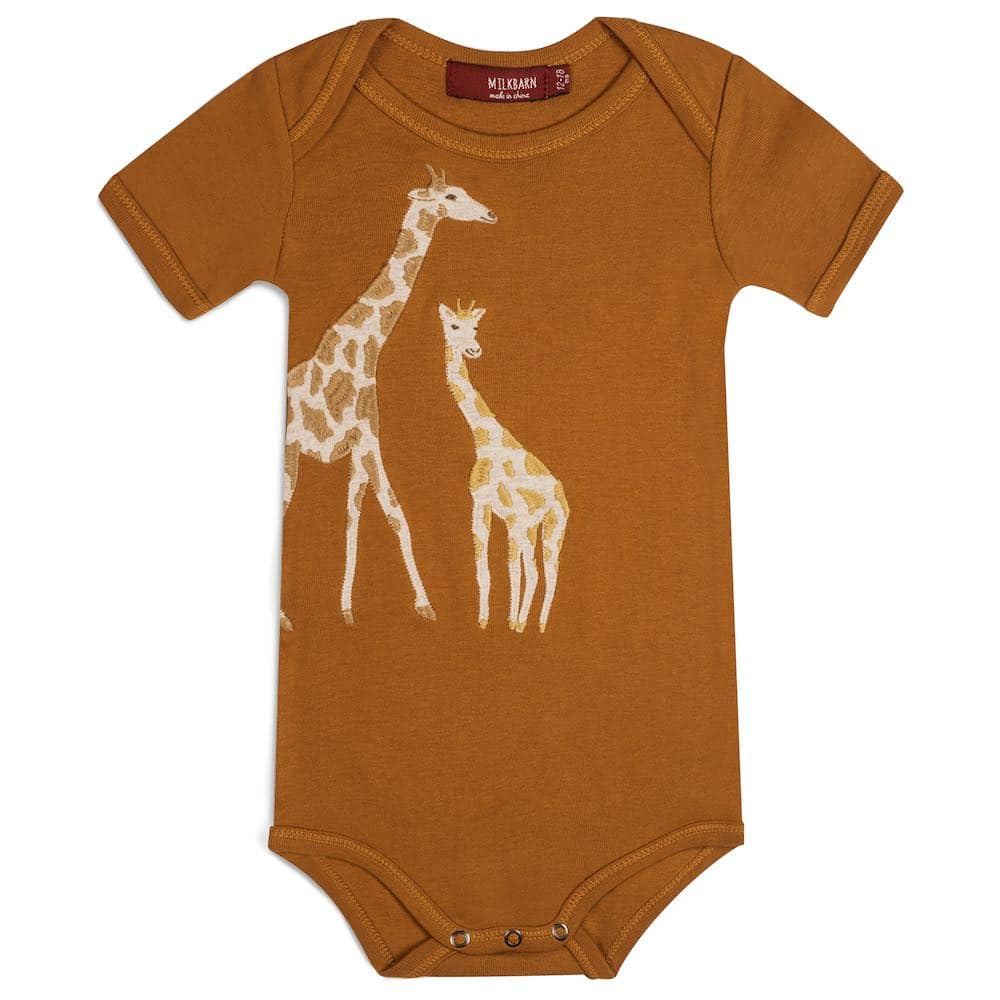 Organic Applique One Piece Orange Giraffe - Wren Harper