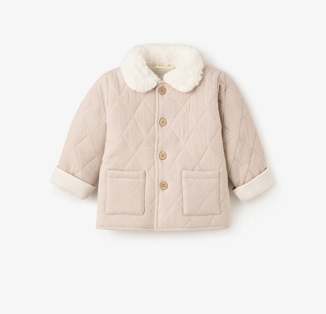 Organic Muslin Quilted Jacket Taupe - Wren Harper