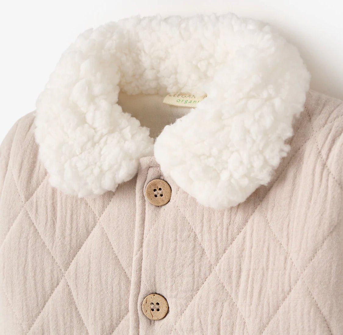 Organic Muslin Quilted Jacket Taupe - Wren Harper