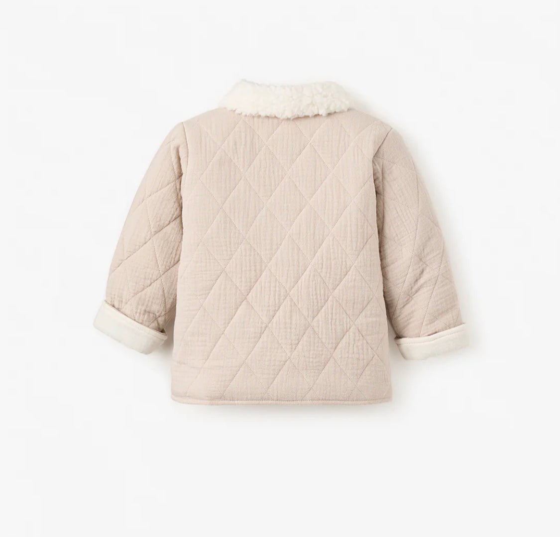 Organic Muslin Quilted Jacket Taupe - Wren Harper
