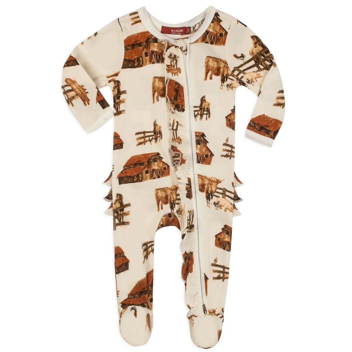Organic Ruffle Zipper Footed Romper Homestead - Wren Harper