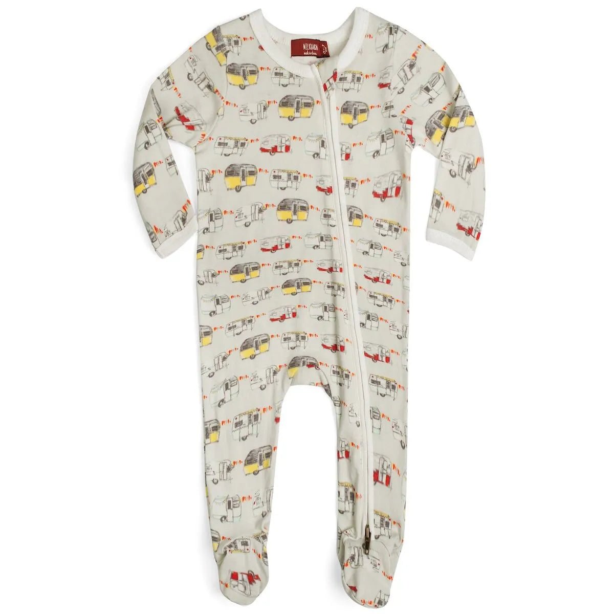 Organic Zipper Footed Romper Vintage Trailers - Wren Harper