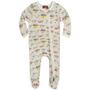 Organic Zipper Footed Romper Vintage Trailers - Wren Harper