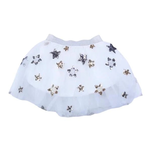 Silver Elastic Waist Star Sequinned Skirt - Wren Harper