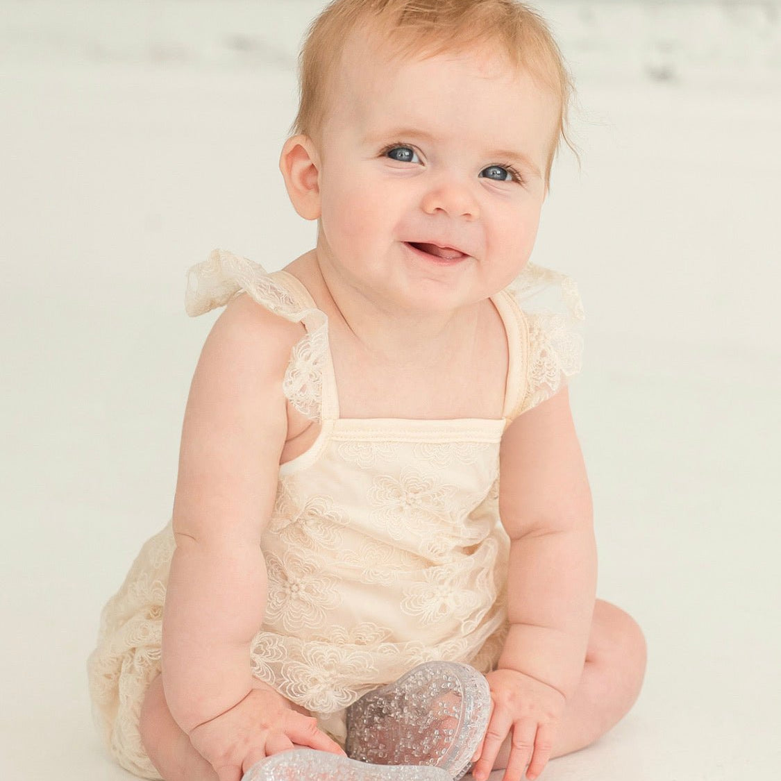 Vanilla Bean Embrodiery Net Romper - Wren Harper